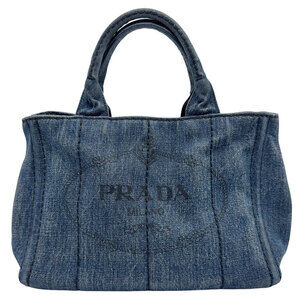 Prada Canapa Denim Shoulder Bag Indigo Blue